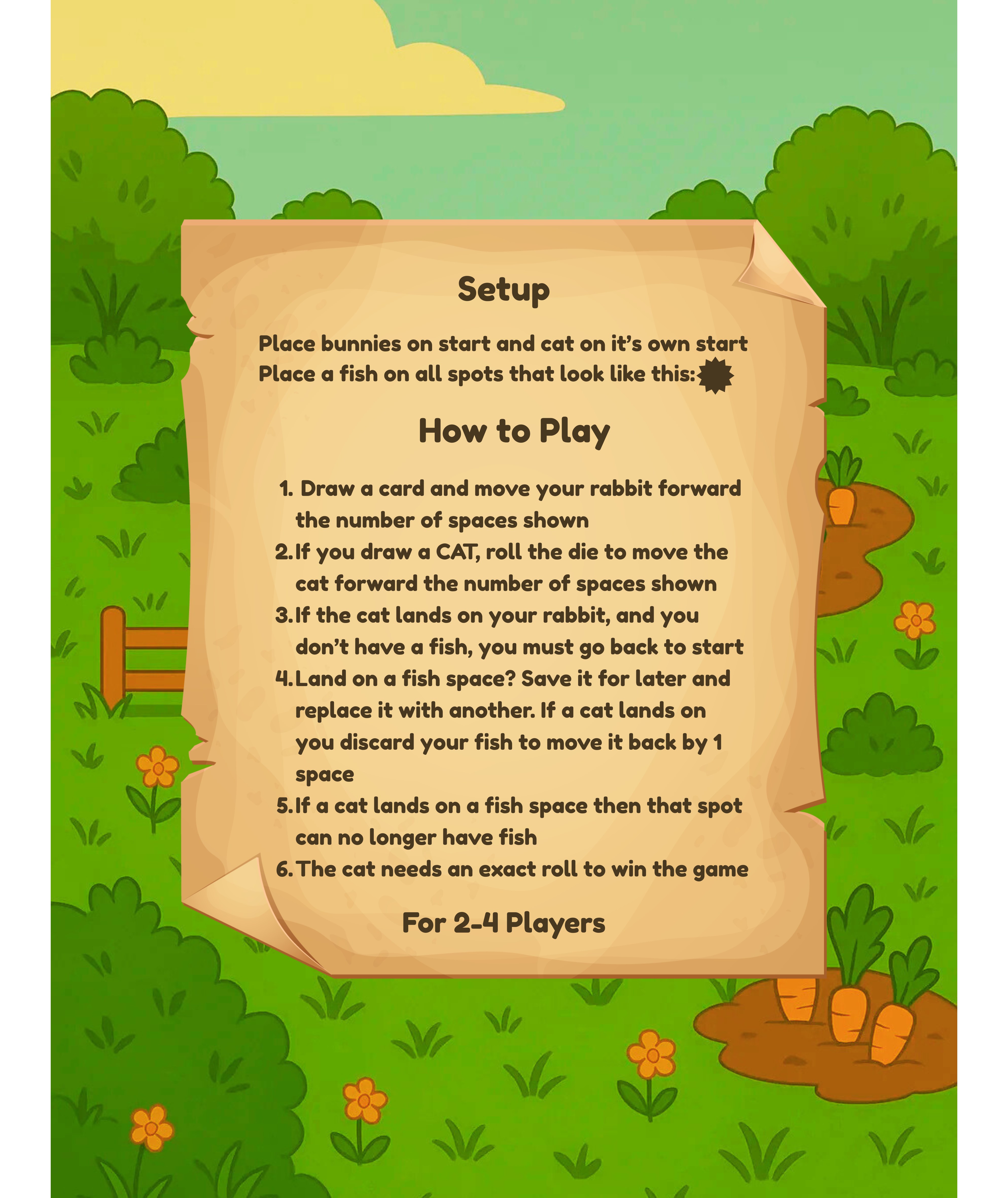 Rabbit Garden game instructions showing setup and rules